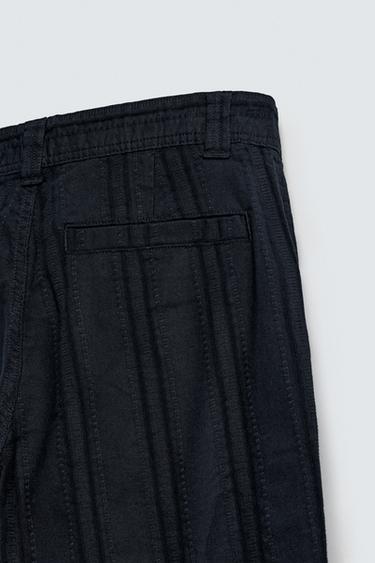 STRIPED JACQUARD TROUSERS - Navy blue by Zara - Image 9