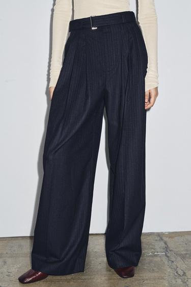 PANTALON À RAYURES TENNIS CEINTURE ZW COLLECTION - Bleu de Zara - Image 1