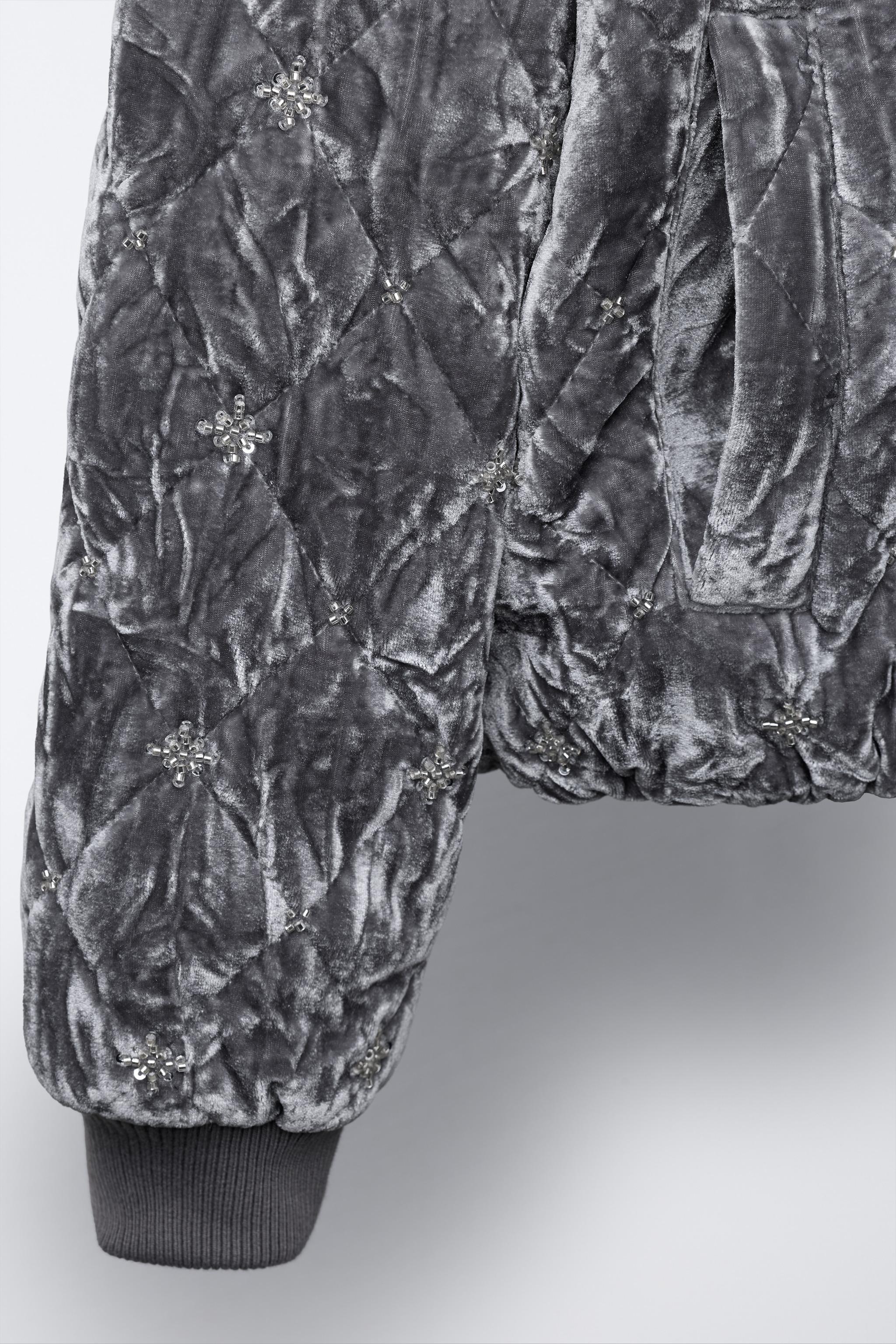 VELVET JEWELED BOMBER JACKET