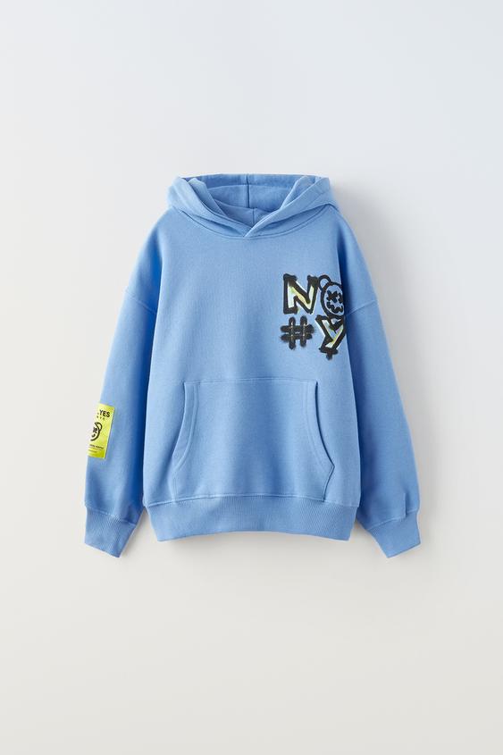 GRAFFITI BEAR HOODIE Bluish ZARA Australia
