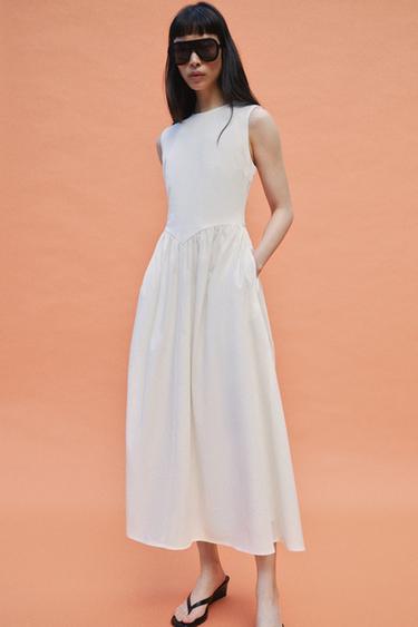 CONTRAST MIDI DRESS - Ecru by Zara - Image 0