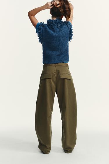 GILET EN MAILLE À FRANGES - Bleu de Zara - Image 3