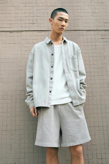 WASHED RELAXED FIT JOGGER BERMUDA SHORTS - Light grey by Zara