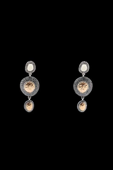 TEXTURED RHINESTONE TRIPLE EARRINGS - Gold / Silver by Zara - Image 0