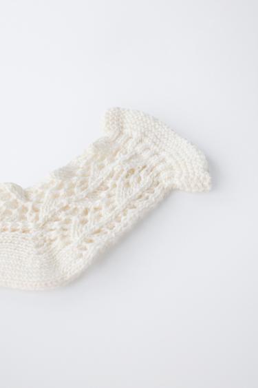 CHAUSSETTES AJOURÉES EN COTON ET SOIE - Écru de Zara - Image 1