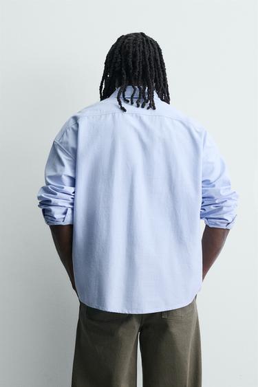 CHEMISE OXFORD COUPE BOXY IMPRIMÉE - Bleu clair de Zara - Image 2