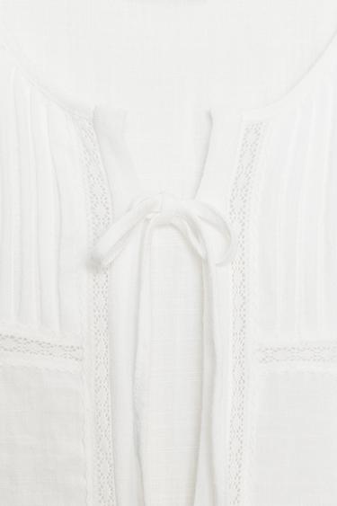 TOP WITH TIES AND TUCKS - Oyster-white by Zara - Image 6