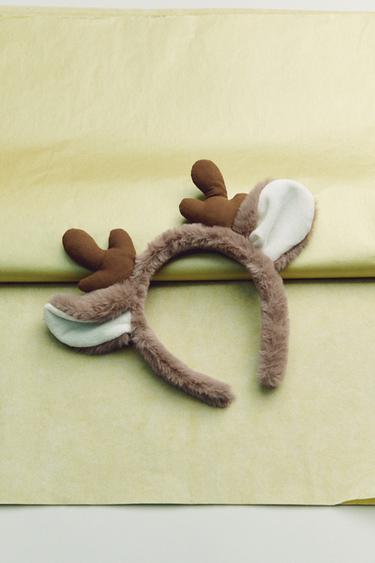 Zara FAUX FUR REINDEER HEADBAND - Brown