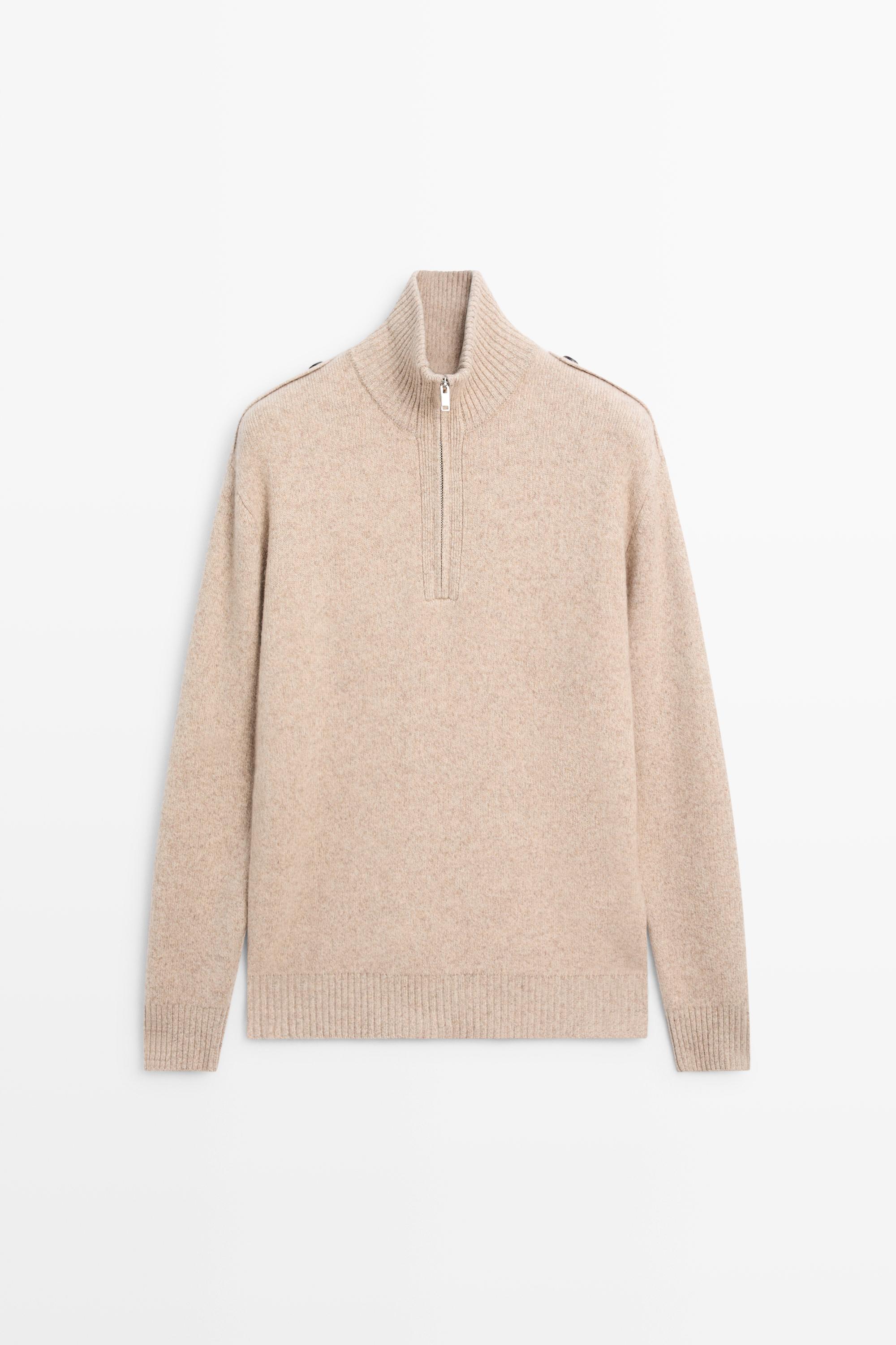 Mock neck knit sweater with zip