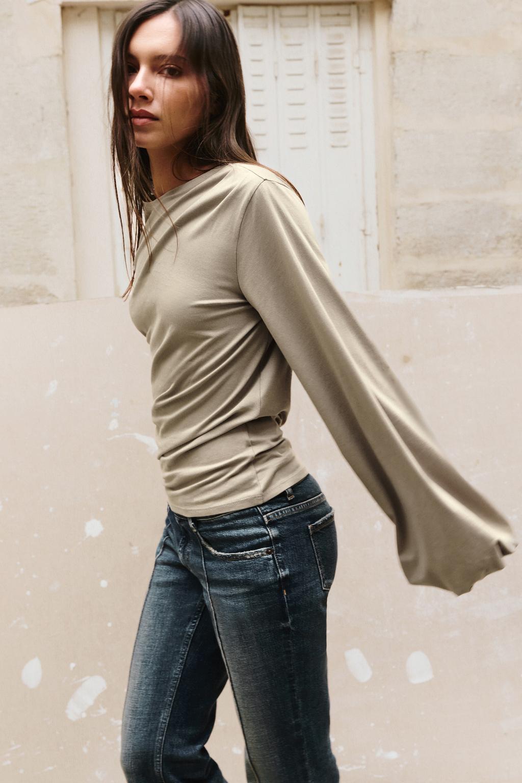ASYMMETRIC PUFF SLEEVE TOP - image 2