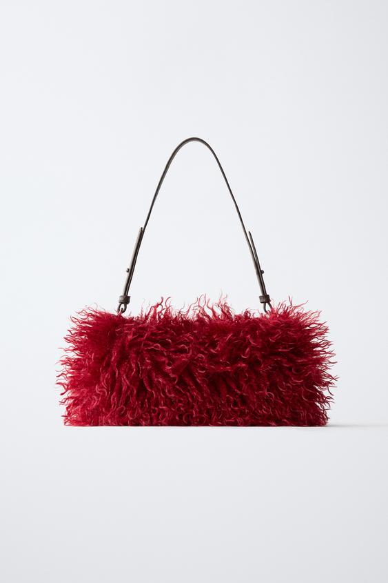 BOLSA SHOULDER PELO - Rojo de Zara - Imagen 0