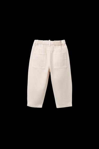 Zara TWILL BAGGY PANTS - Mid-ecru