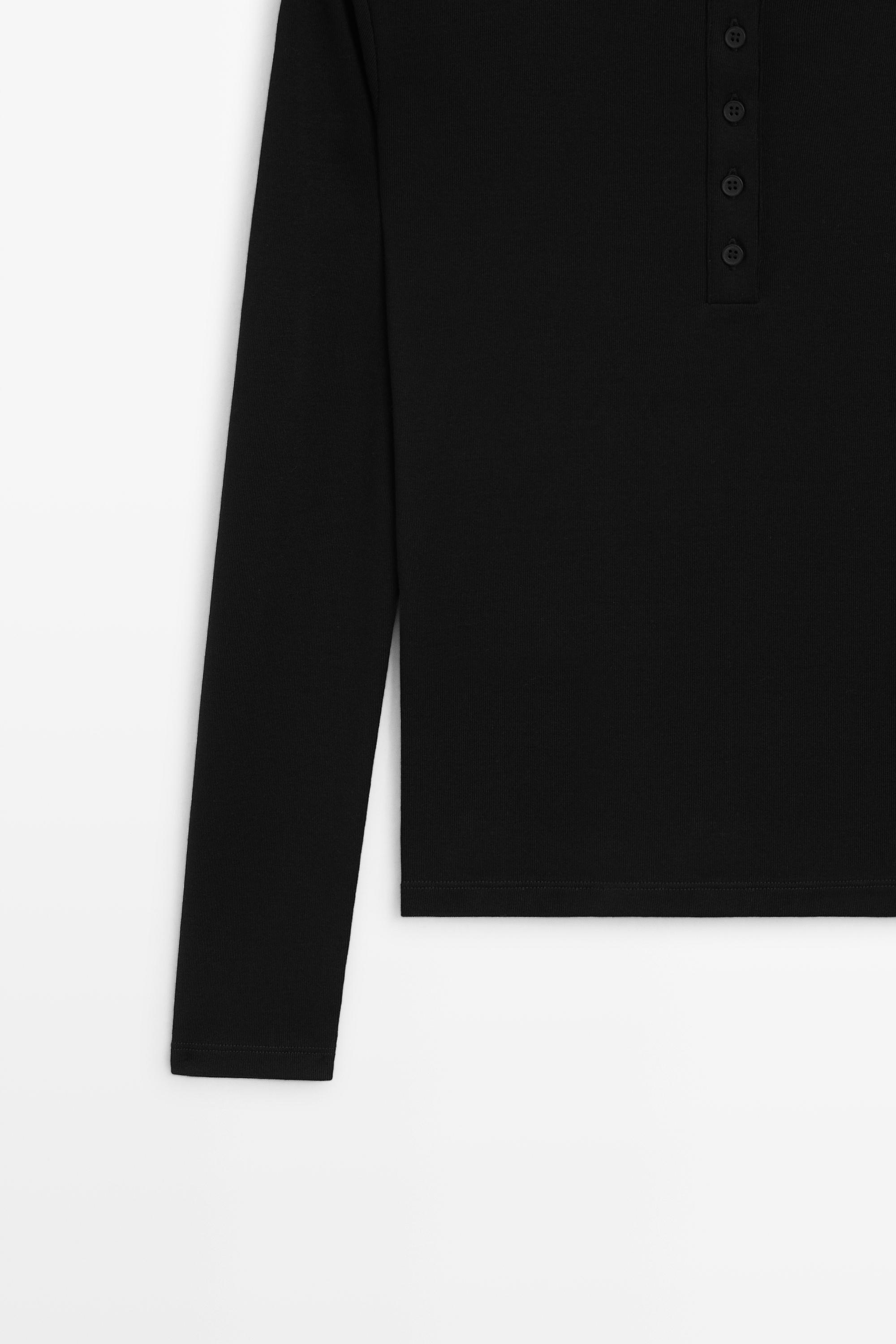 100% cotton long sleeve henley T-shirt