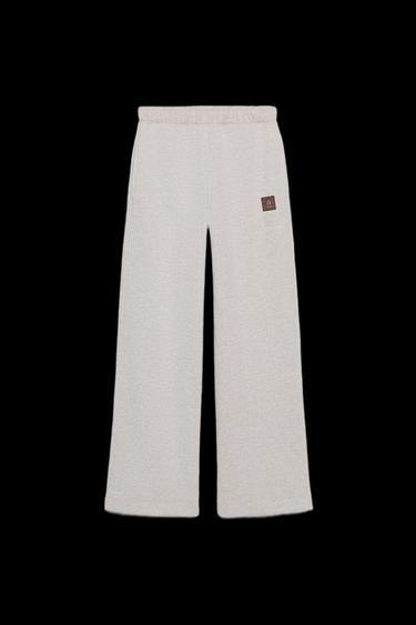 Zara LABEL FLEECE PANTS - Beige - Image 0