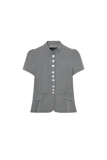 PINSTRIPE BUTTON TOP - Anthracite Grey by Zara