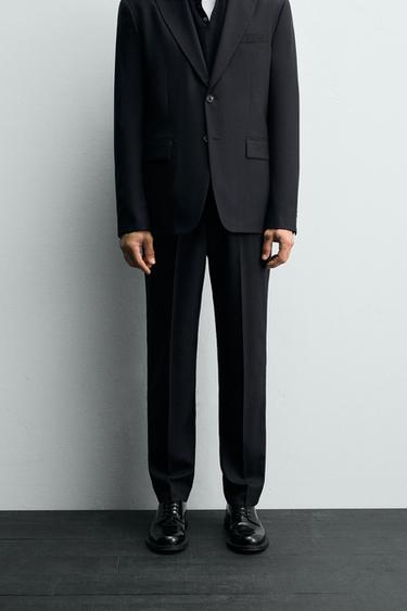 PANTALON DE COSTUME À CHEVRONS - Bleu marine de Zara