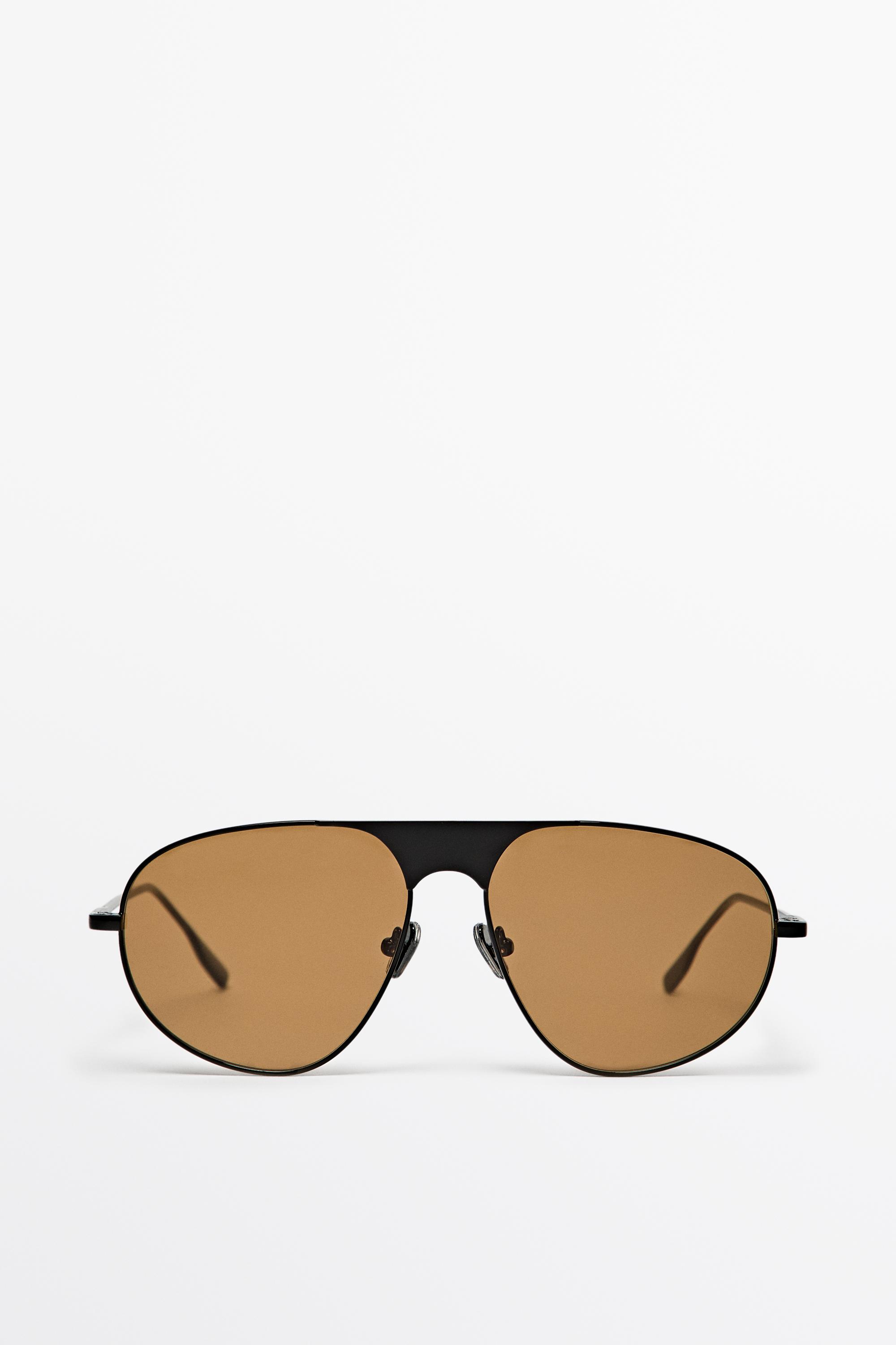 Metallic aviator sunglasses - Caramel | ZARA United States