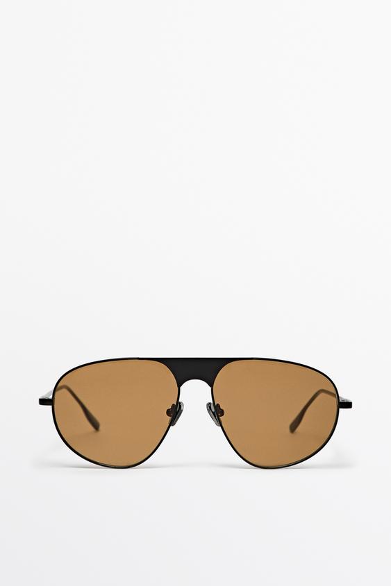 Zara Metallic aviator sunglasses - Caramel - Image 0