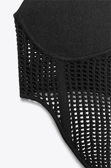TOP CORSET MAILLE COMBINÉE - Noir de Zara - Image 6