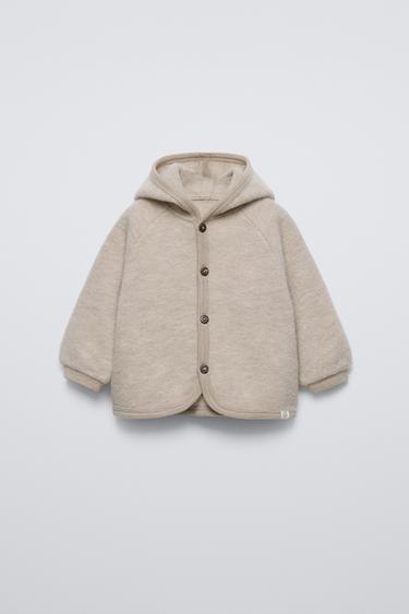 WOOL HOODED JACKET - Sand by Zara - Image 0