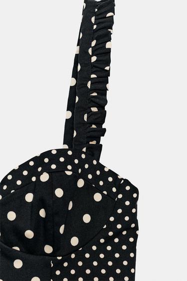 CORSETRY-INSPIRED DOT TOP - Black / White by Zara - Image 6
