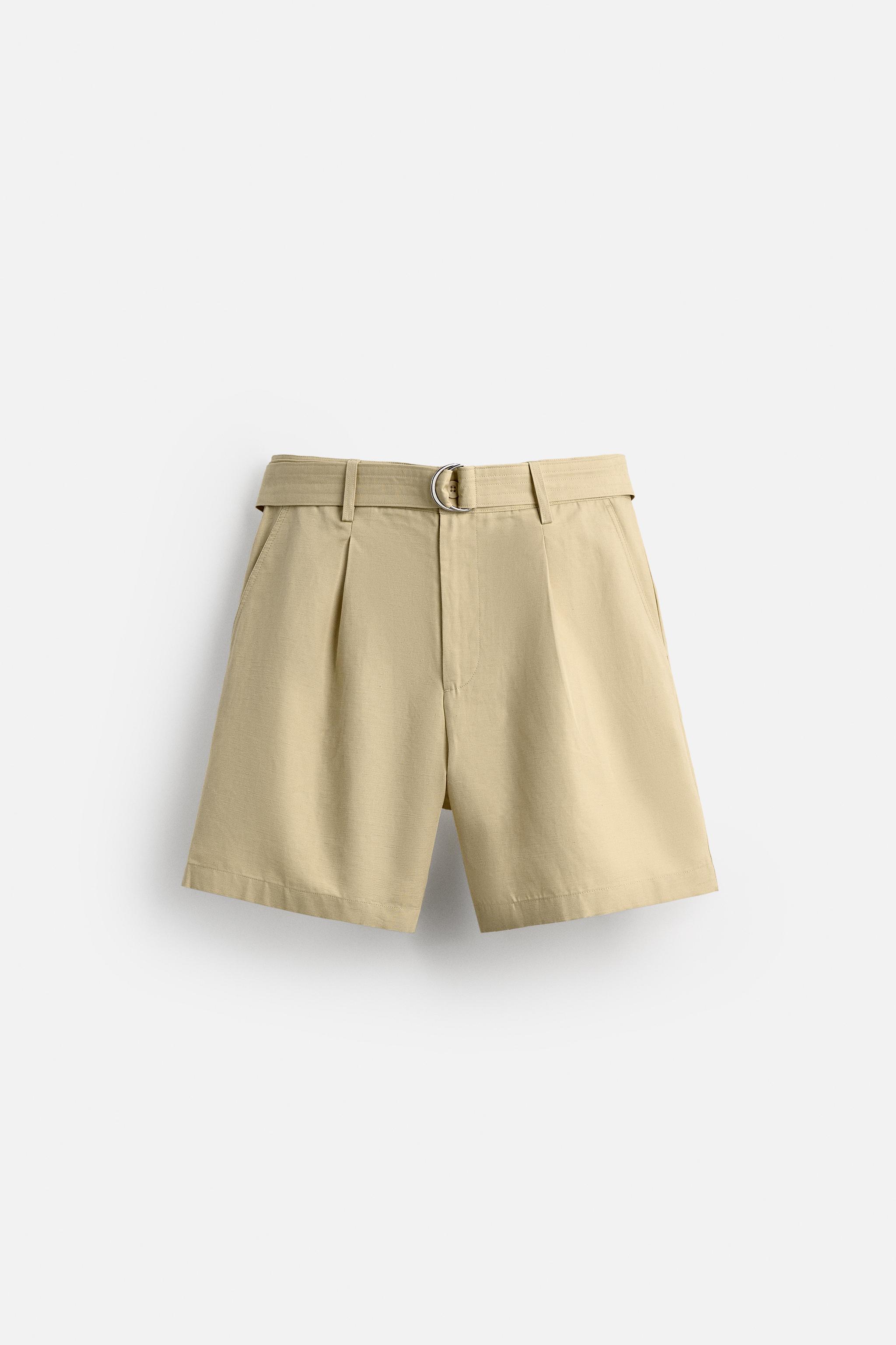 新品タグ付きCarette Belted Twill Shortsベルト付 BELTED SHORTS WITH DARTS - White | ZARA United States