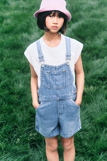 DENIM SHORT DUNGAREES - Blue by Zara