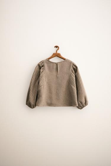 ZARA TIMELESS - STRIPED OVERSIZED BLOUSE - camel by Zara - Image 1