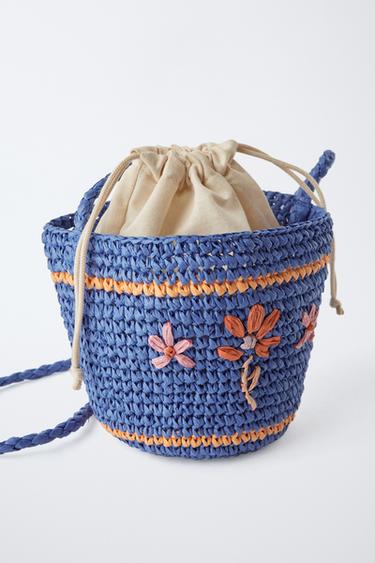 SAC BANDOULIÈRE EFFET RAPHIA BRODÉ - Bleu de Zara - Image 2