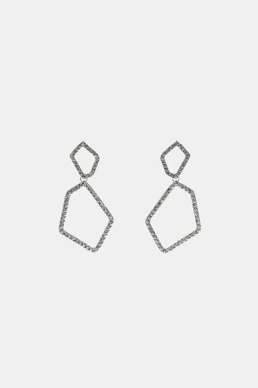PENDIENTE GEOMÉTRICOS BRILLOS - Plata de Zara
