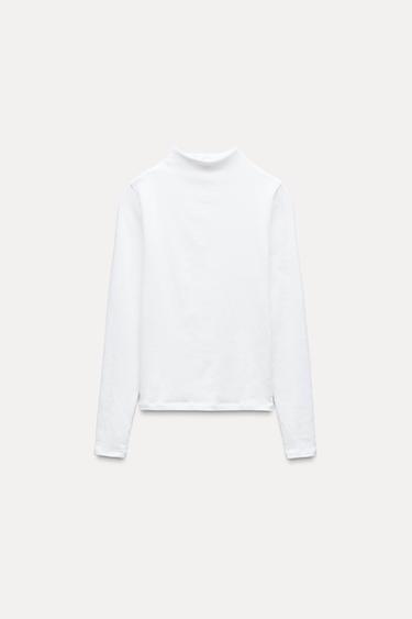 HIGH NECK T-SHIRT - White by Zara