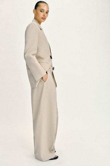 PANTALON DROIT À PINCES - Beige clair de Zara - Image 4