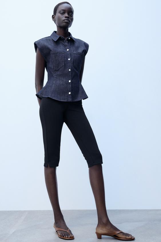 CAMISA HOMBRERAS PEPLUM - Índigo de Zara - Imagen 0