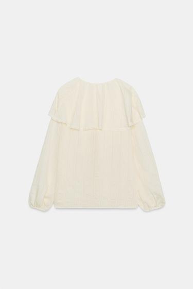 BLOUSE À VOLANTS AVEC DENTELLE - Écru de Zara - Image 5
