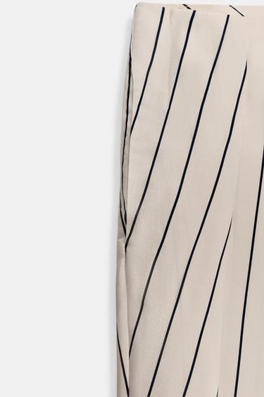 STRIPED PLEATED TROUSERS ZW COLLECTION - Ecru / Navy by Zara - Image 7