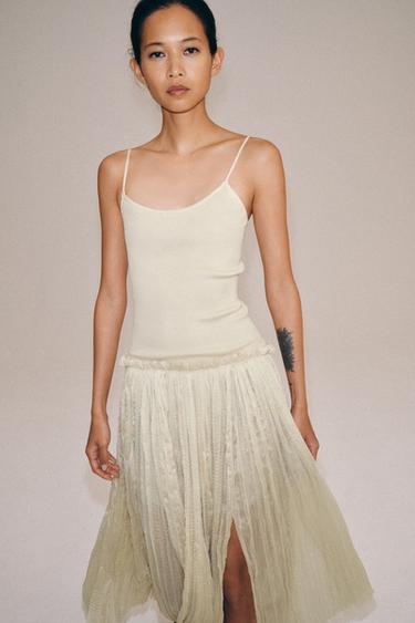 ROBE MIDI BIMATIÈRE - rose poudré de Zara - Image 1