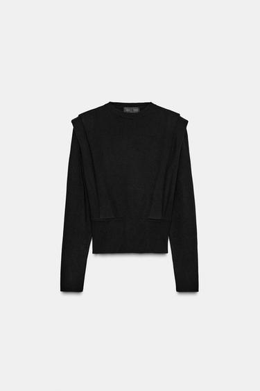 KNIT JUMPER WITH SHOULDER PADS - Black by Zara