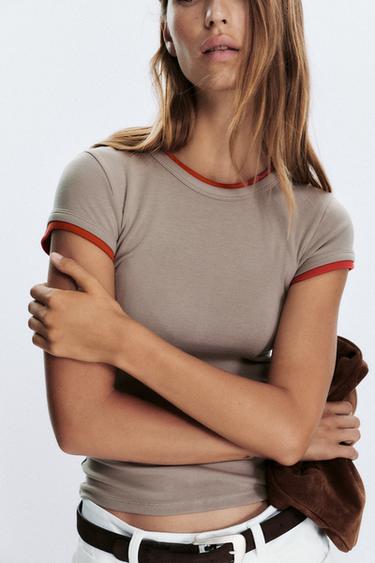 DOUBLE T-SHIRT - Mink by Zara