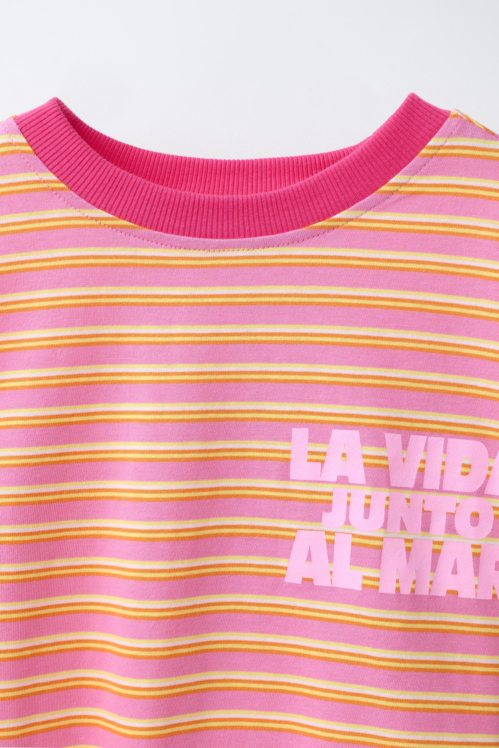 STRIPED AND PRINTED T-SHIRT