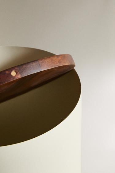 METAL BATHROOM BIN WITH WOODEN LID - Cream by Zara - Image 2