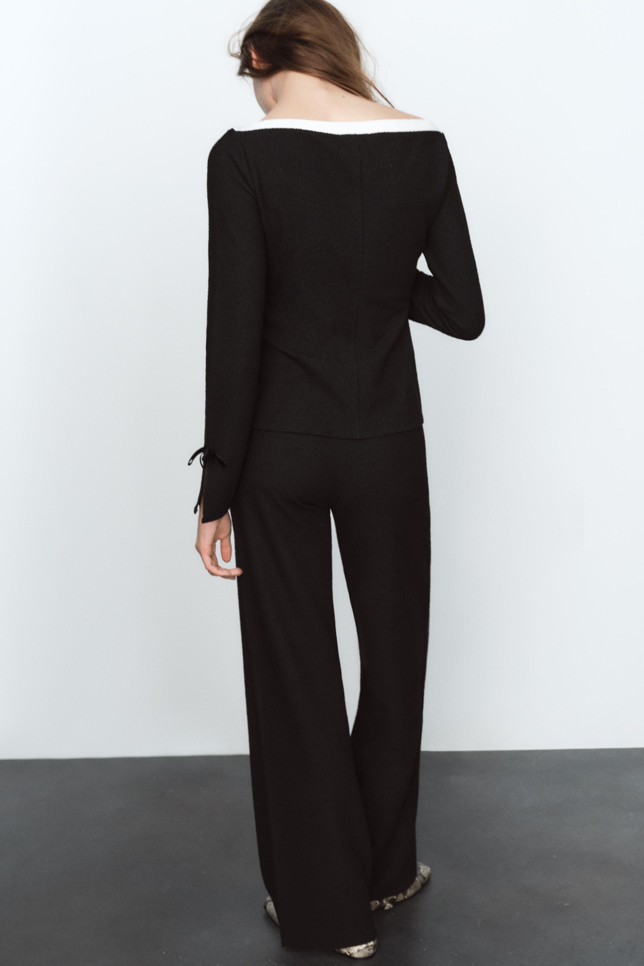 BOUCLÉ TOP WITH BOWS - Black | ZARA United States