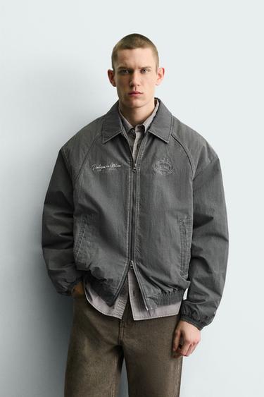 Zara STRUCTURED QUILTED JACKET - Blue / Gray