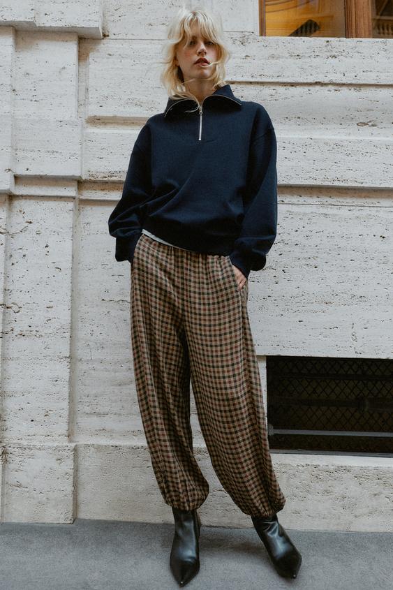 Zara PLAID PARACHUTE PANTS - Multicolored - Image 0