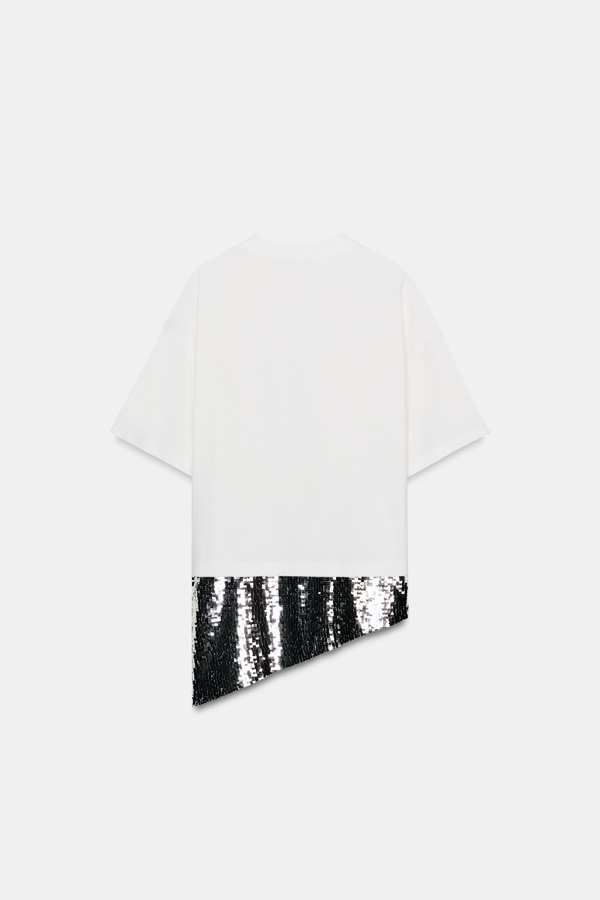 T-SHIRT ASYMÉTRIQUE PAILLETTES