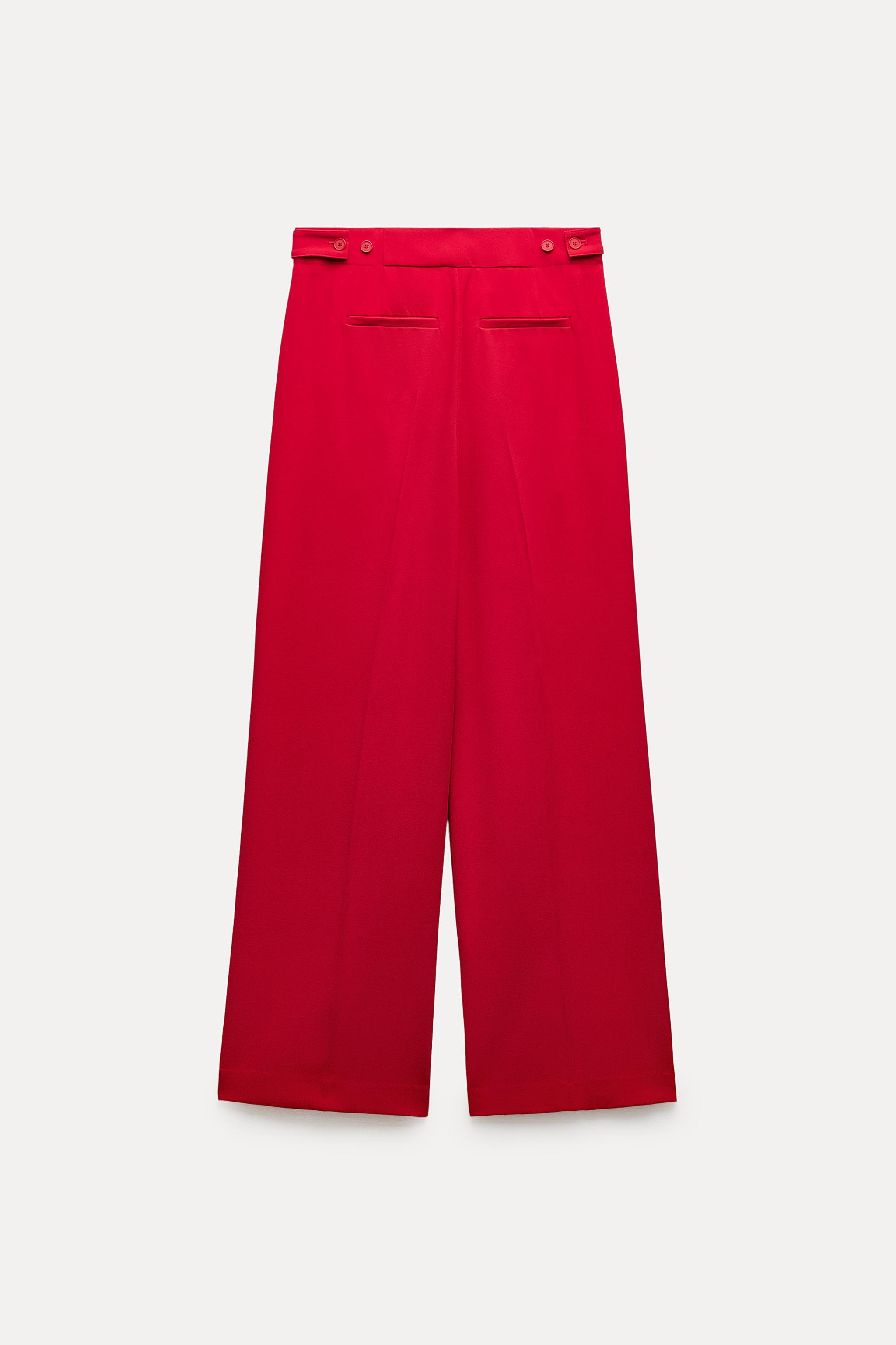 PLEATED TABBED MENSWEAR STYLE PANTS ZW COLLECTION - Bright red 