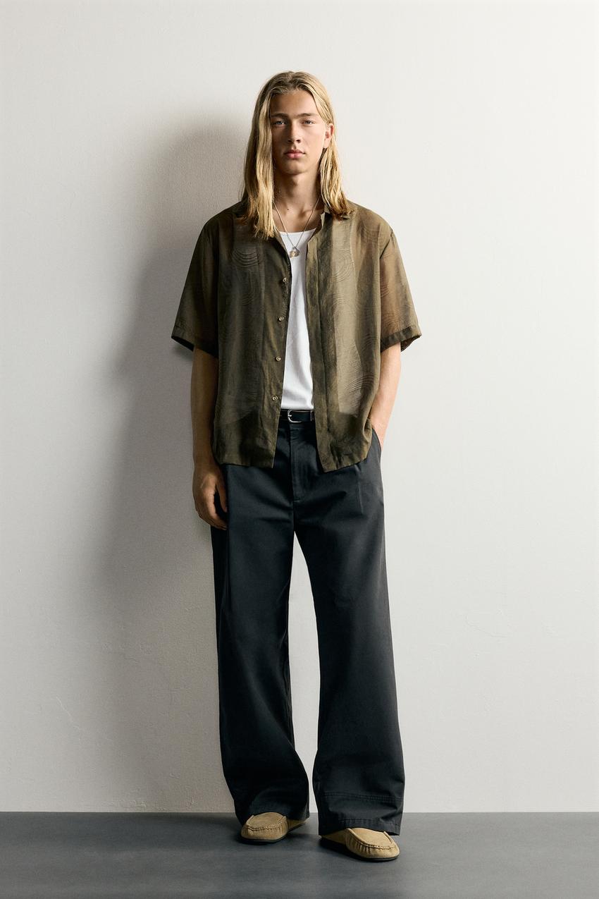 フルイドジャカードシャツ - カーキ | ZARA Japan / 日本