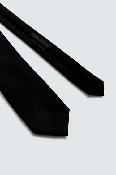 TEXTURED 100% WOOL TIE - Black by Zara - Image 4