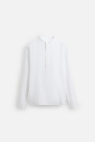CHEMISE POLO LIN ET COTON - Blanc de Zara - Image 7