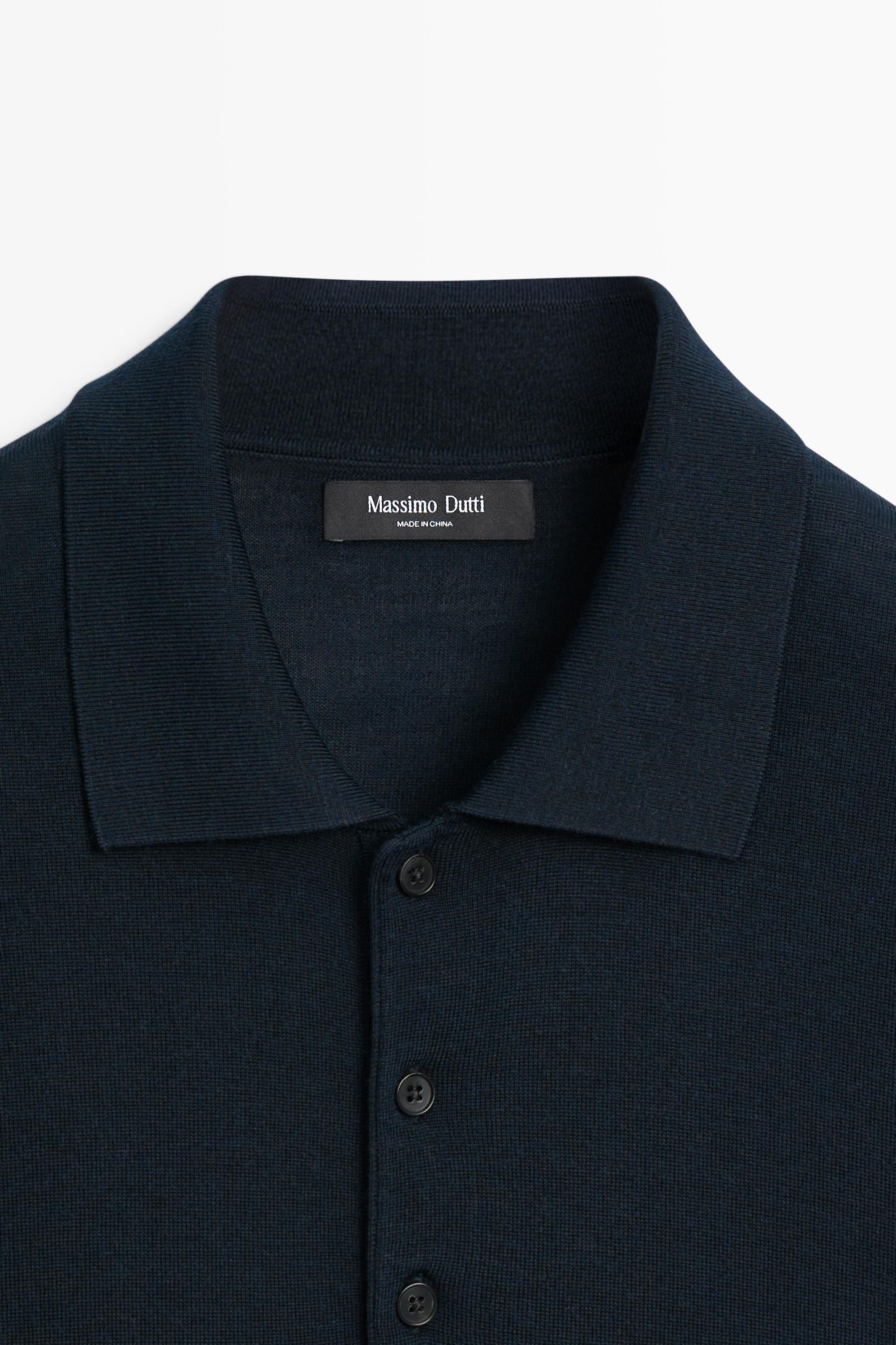 Wool blend knit polo shirt - Navy blue | ZARA United States