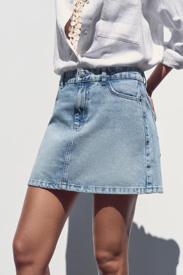 Zara Z1975 DENIM MINI SKIRT - Mid-blue